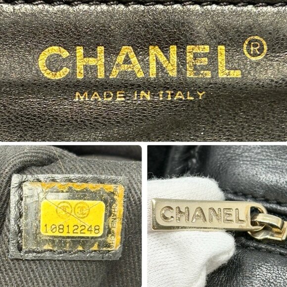 CHANEL Vintage 2006 CC Logo Shearling Tote Bag Handbag Black Gold Suede [106429] - Picture 14 of 14